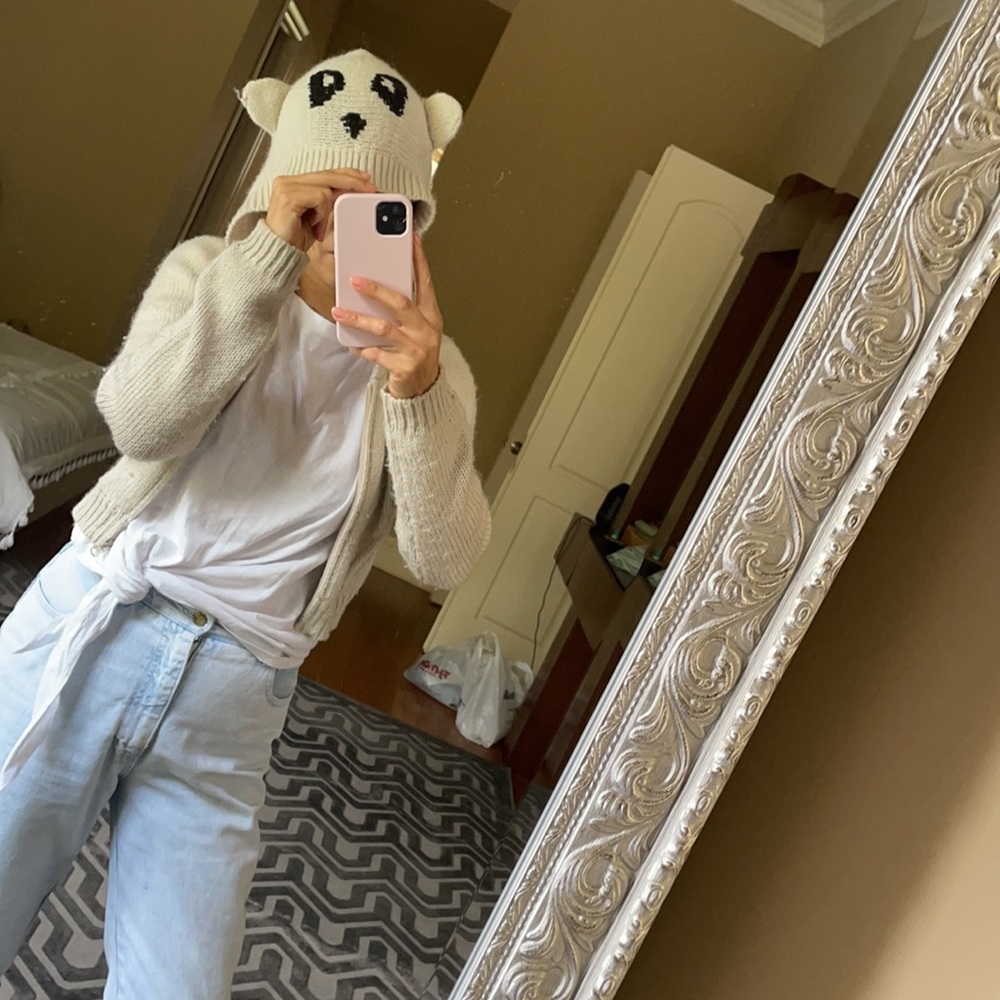 America rag white panda hoodies sweater
